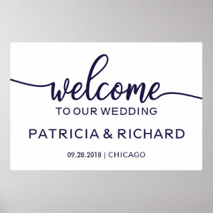 Willkommen auf unserem eleganten Hochzeitsschild i Poster