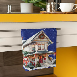 Willkommen auf unserem Farmhouse-Weihnachts-Rot-Lk Geschirrtuch
