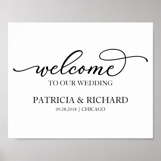 Willkommen auf unserer Hochzeit Chic Black Schrift Poster (Vorne)