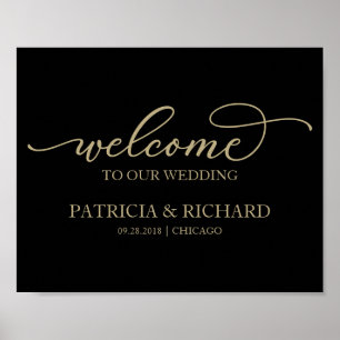 Willkommen auf unserer Hochzeit Chic Gold Schrift  Poster