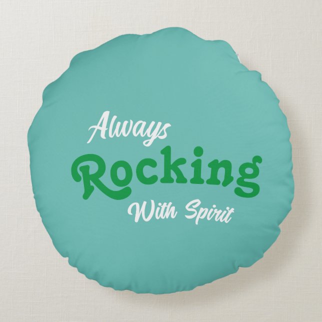 Willkommen auf unserer Terrasse / immer / Aquamari Rundes Kissen (Rückseite)