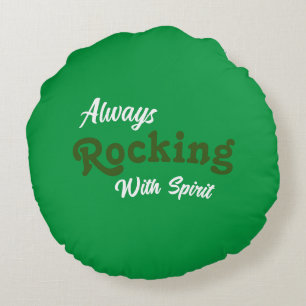 Willkommen auf unserer Terrasse / immer / grün / Rundes Kissen