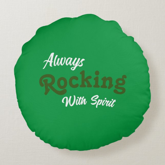 Willkommen auf unserer Terrasse / immer / grün / Rundes Kissen (Rückseite)