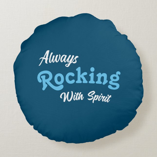 Willkommen auf unserer Terrasse / Immer / Ozean bl Rundes Kissen (Rückseite)