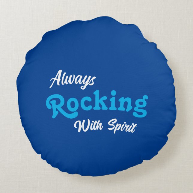 Willkommen auf unserer Veranda / immer / blau / Rundes Kissen (Rückseite)