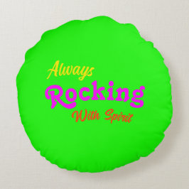 Willkommen auf unserer Veranda / immer / heiß grün Rundes Kissen