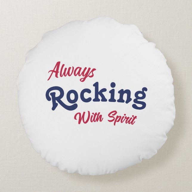 Willkommen auf unserer Veranda / immer / rot weiß  Rundes Kissen (Rückseite)