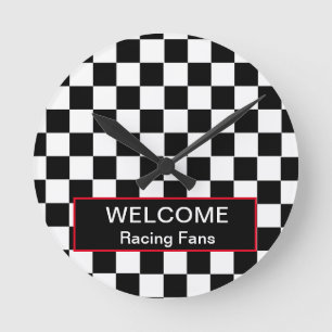 Willkommen Auto Racing Fans Runde Wanduhr