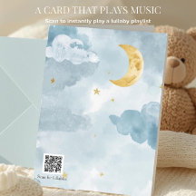 Willkommen Baby Blau Aquarell Mond QR Code Wiegenl