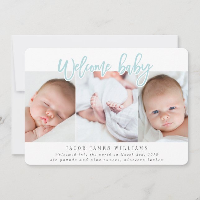 WILLKOMMEN BABY BLAUE ANKÜNDIGUNG (Vorderseite)