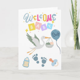 Willkommen Baby Junge Grußkarte Karte