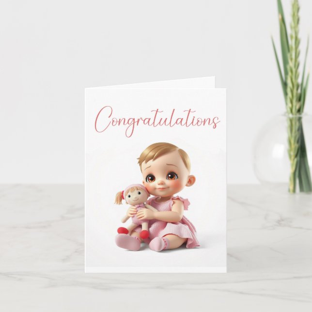 Willkommen Baby Mädchen Karte (Vorderseite)