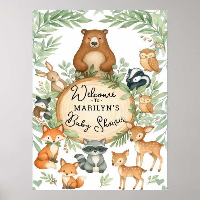 Willkommen Baby Shower Baby Tiere Poster (Vorne)