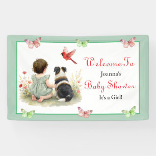 Willkommen Baby Shower Baby und Welpe Banner