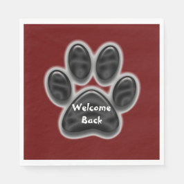 Willkommen Back Paw Print Dog Lover Tier Serviette