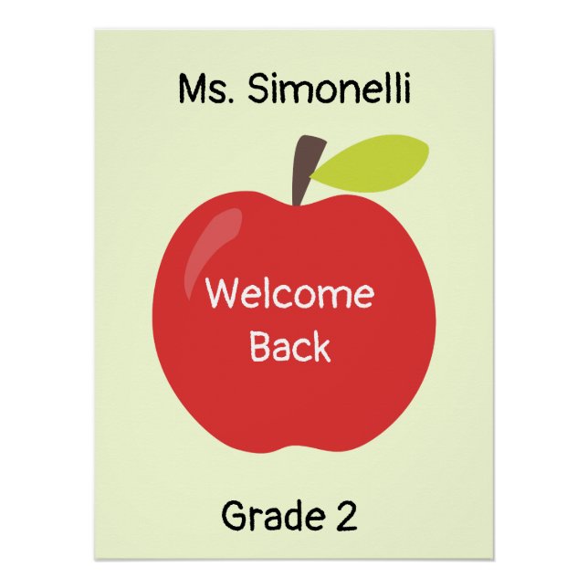 Willkommen Back Red Apfel mit Lehrer und Klasse Poster (Vorderseite)
