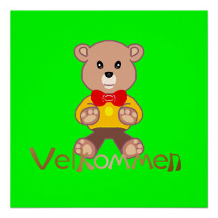 Willkommen Bär Apfel Grün Willkommen Poster