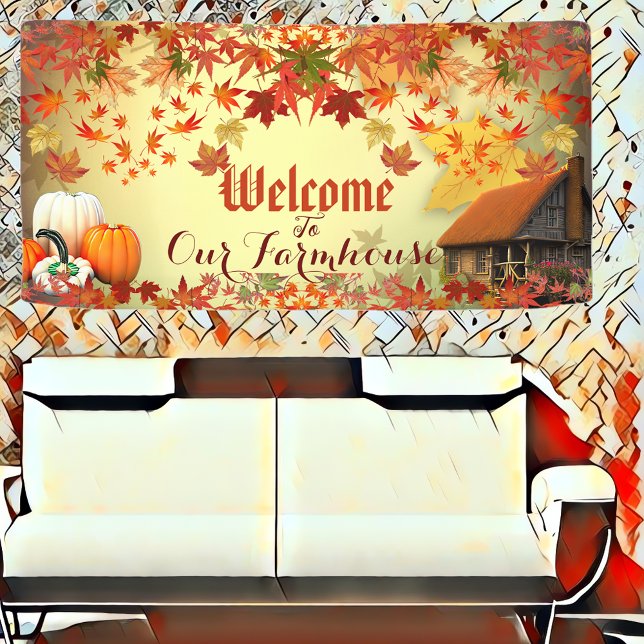 Willkommen Bauernhof Pumpkin Patch Maple Verlass H Banner (Welcome to Our Farmhouse Banner)