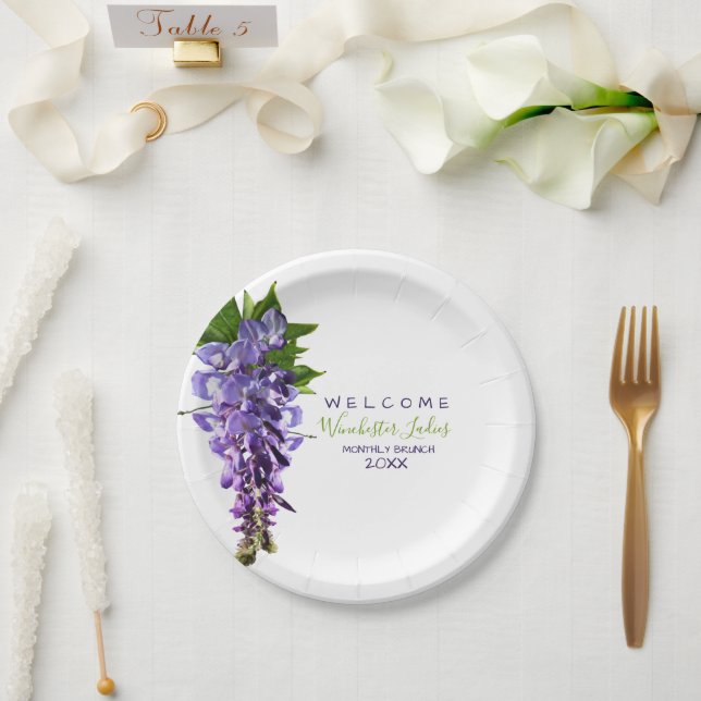 Willkommen Beautiful Wisteria Blume Individuelle N Pappteller (Hochzeit)