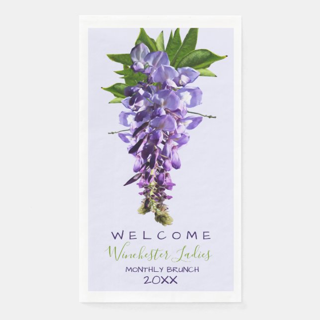 Willkommen Beautiful Wisteria Blume Individuelle N Serviette (Vorderseite)