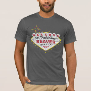 Willkommen Beaver Oregon Retro Grunge-Staats-Liebe T-Shirt