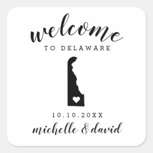 Willkommen bei Delaware Brauchtum für Hochzeiten Quadratischer Aufkleber