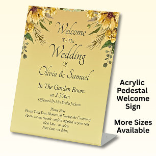 Willkommen bei den goldenen, gelben Blumen der Hoc Sockelschild