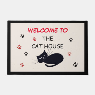 Willkommen bei der Cat House Door Mat Fußmatte
