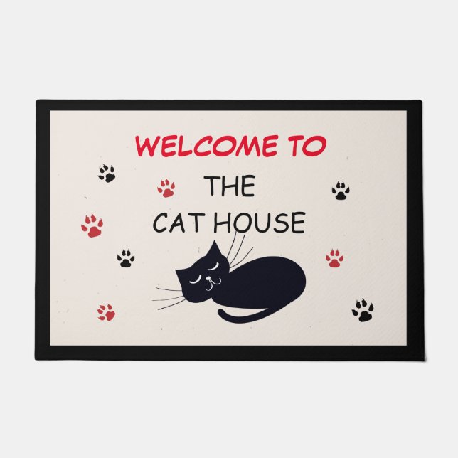 Willkommen bei der Cat House Door Mat Fußmatte (Vorderseite)
