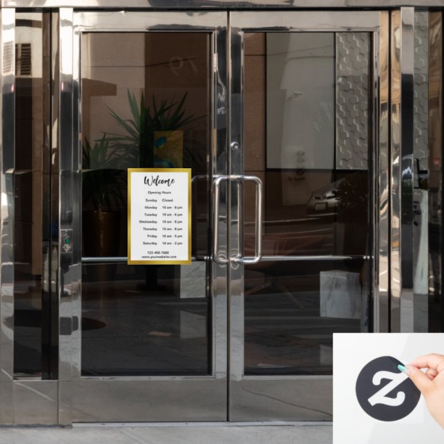 Willkommen bei der Eröffnung der White & Gold Gesc Fensteraufkleber (Büro Tür)