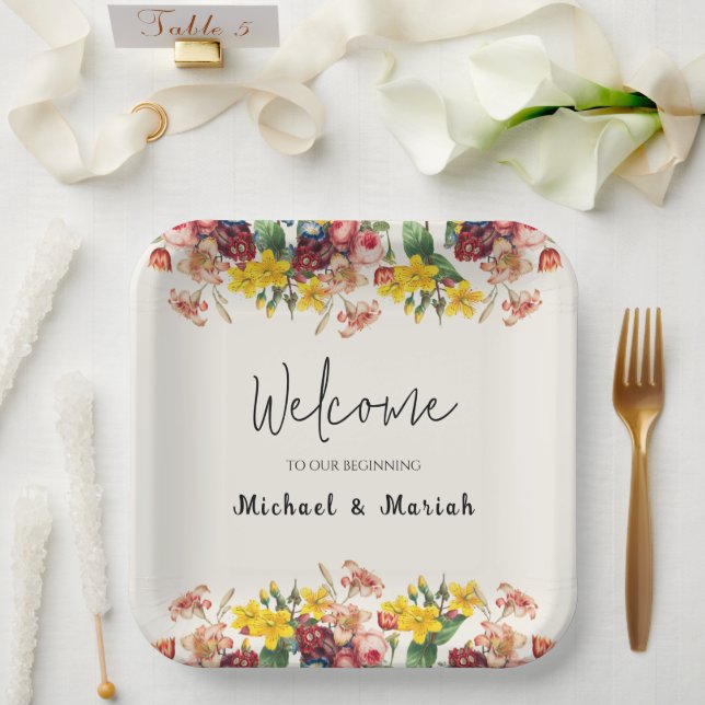 Willkommen bei der Hochzeit | Begrüßung Pappteller (Hochzeit)