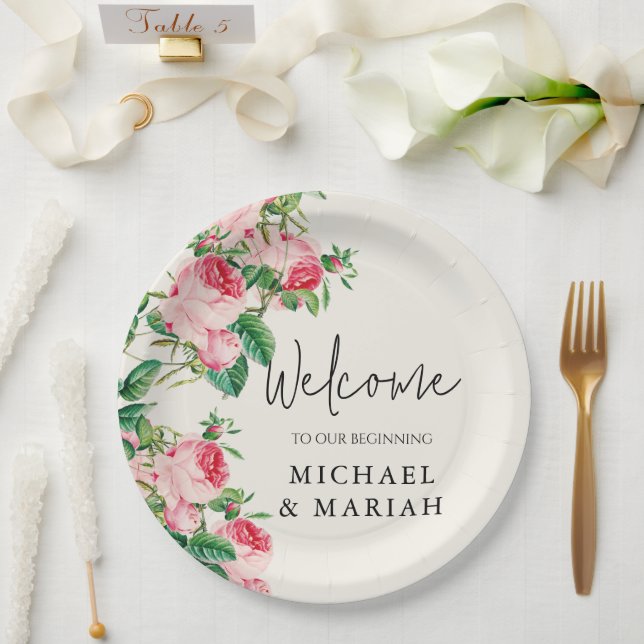 Willkommen bei der Hochzeit | Begrüßung Pappteller (Hochzeit)
