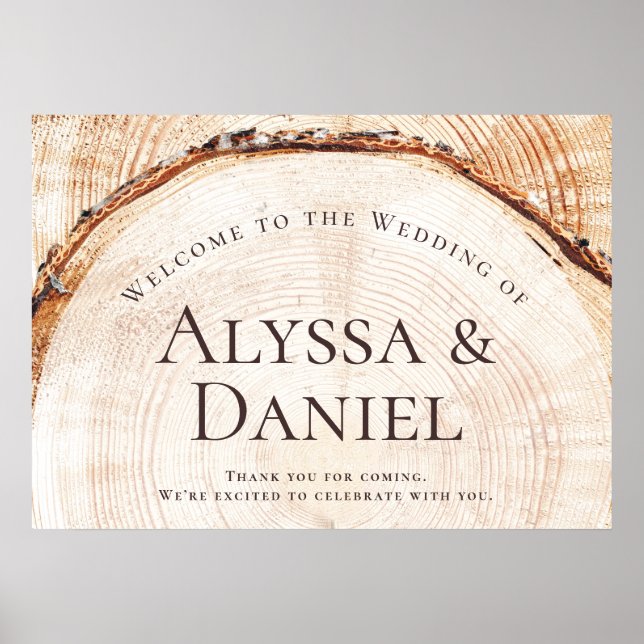 Willkommen bei der Hochzeit Custom Rustic Holz Cut Poster (Vorne)