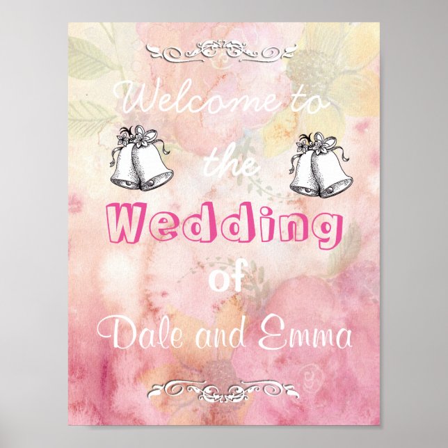 Willkommen bei der Hochzeit von Poster (Namen hinz (Vorne)