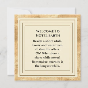Willkommen bei der Hotel Earth Flat Card Dankeskarte