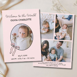 Willkommen bei der Welt Pink Neugeborenen Foto Bab Ankündigung