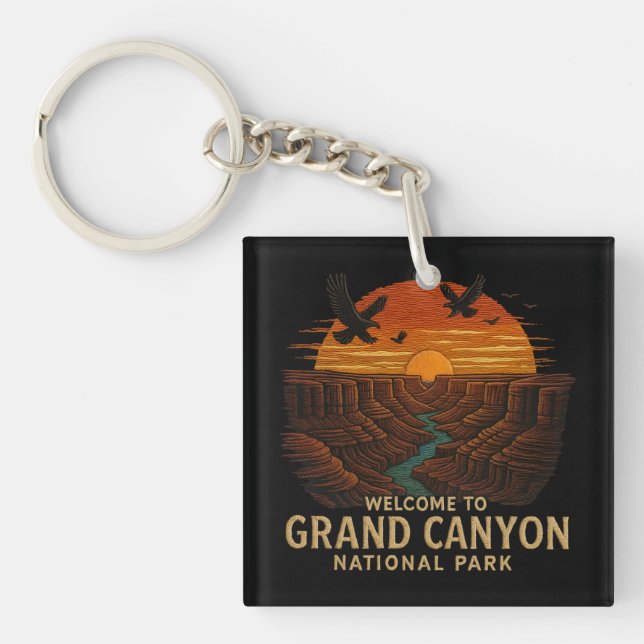 Willkommen bei Embroidery Grand Canyon National US Schlüsselanhänger (Vorderseite)