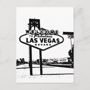 Willkommen bei Fabulous Las Vegas B&W Vector Graph Postkarte