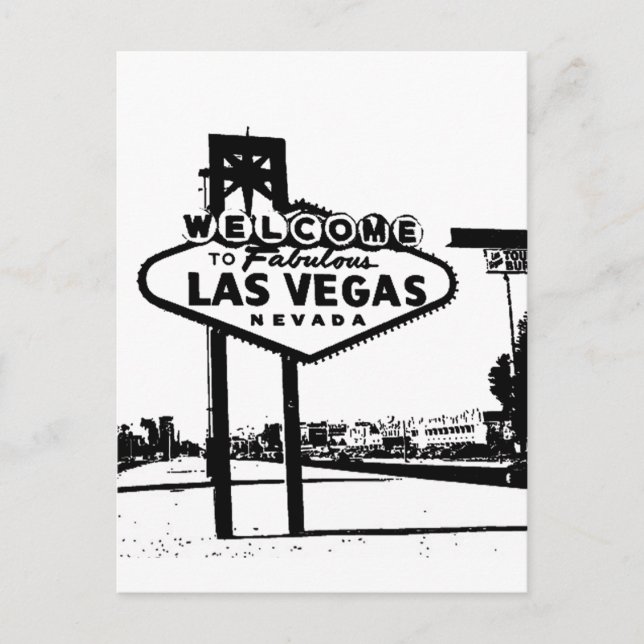 Willkommen bei Fabulous Las Vegas B&W Vector Graph Postkarte (Vorderseite)