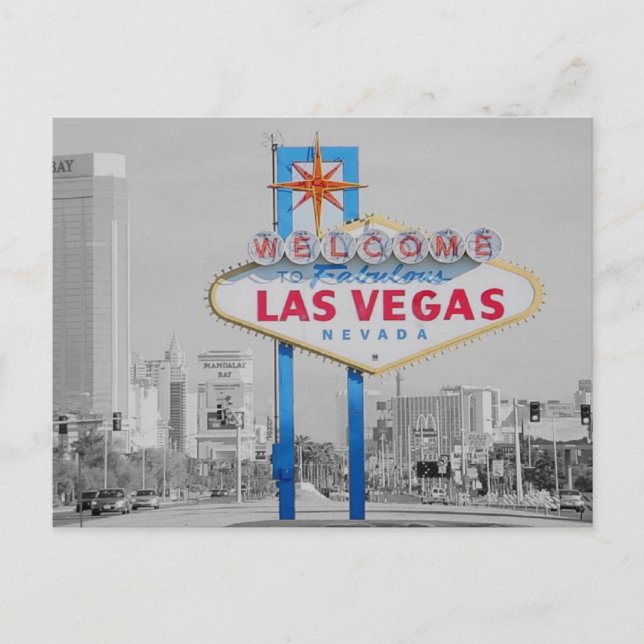 Willkommen bei Fabulous Las Vegas Sign Postcard Postkarte (Vorderseite)