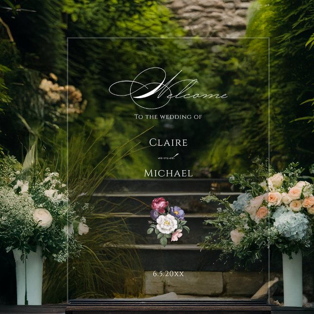 Willkommen bei Fine Art Floral Calligraphy Acrylschild (Von Creator hochgeladen)