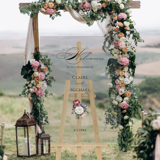 Willkommen bei Fine Art Floral Calligraphy Acrylschild (Von Creator hochgeladen)