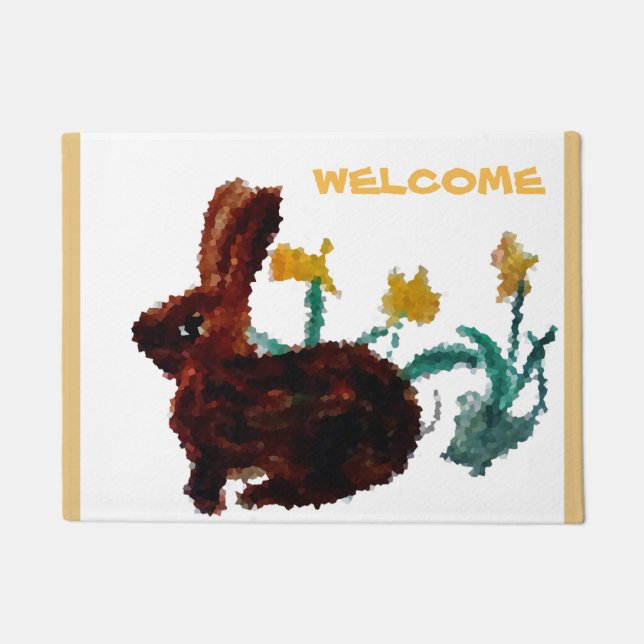 Willkommen bei Floral Rabbit Art Fußmatte (Vorderseite)