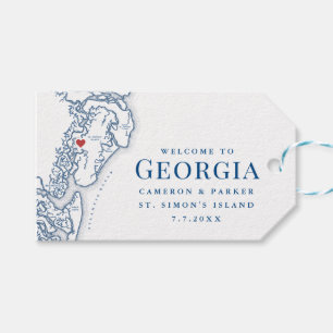 Willkommen bei Georgia Map Elegant Wedding Geschenkanhänger