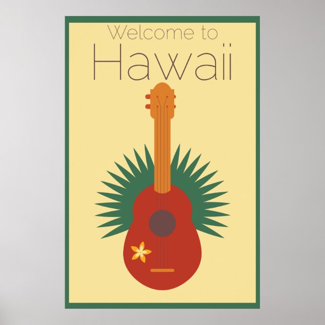 Willkommen bei Hawaii Ukulele Retro Poster (Vorne)