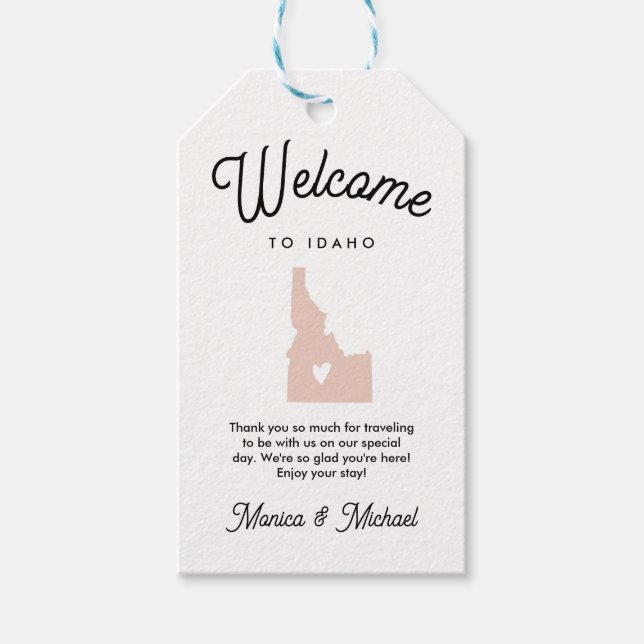 Willkommen bei IDAHO Wedding ANY FARBE!! Geschenkanhänger (Vorderseite)