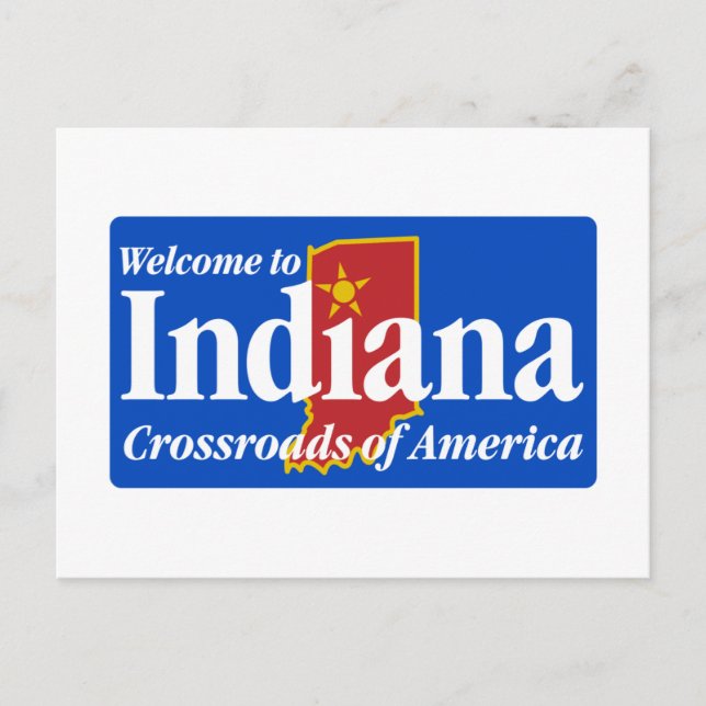 Willkommen bei Indiana - USA Road Sign Postkarte (Vorderseite)