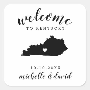 Willkommen bei Kentucky Brauchtum für Hochzeiten Quadratischer Aufkleber