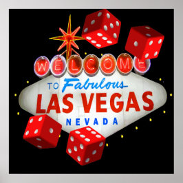 Willkommen bei Las Vegas + Dice Vector Graphic Poster