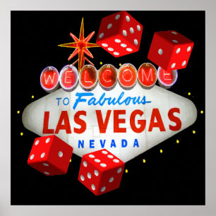 Willkommen bei Las Vegas + Dice Vector Graphic Poster